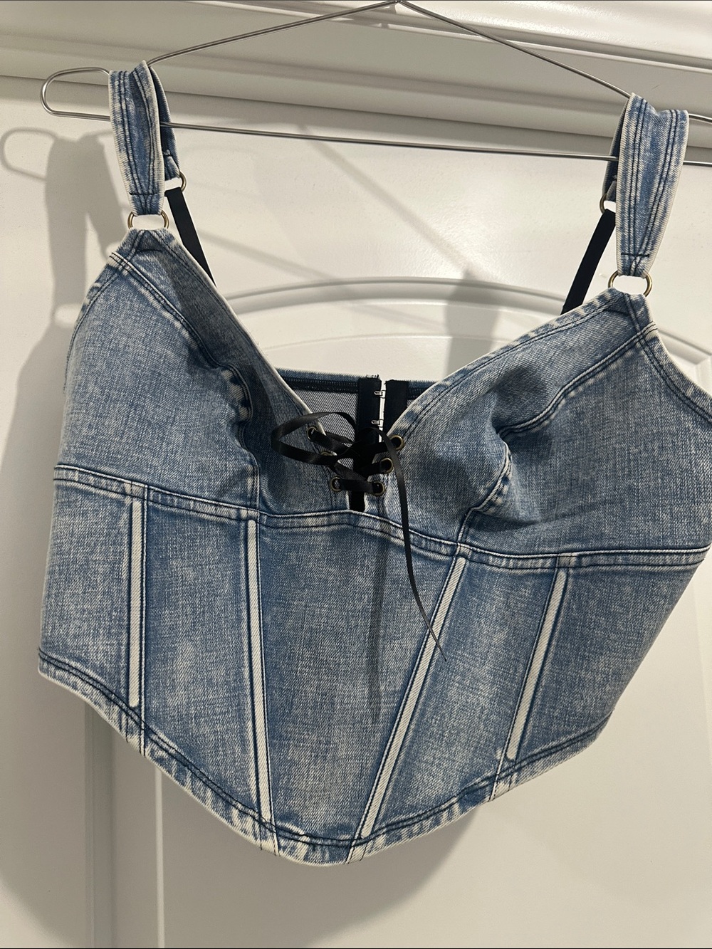 Anthropologie Light Blue Denim Bustier Top
